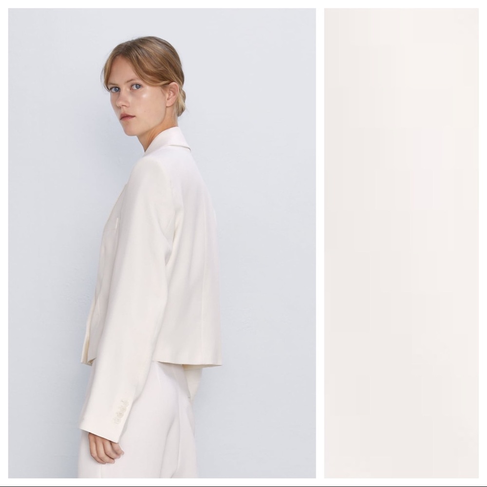 NWT. Zara Ivory Lapel Collar Blazer. Size XS, S. - Picture 3 of 8
